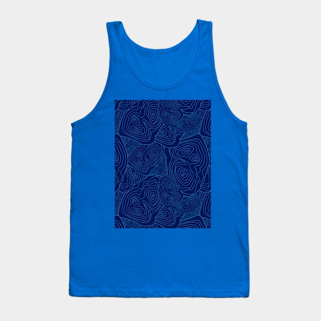 Topographic Map Pattern Blue Version Tank Top by Design_Lawrence